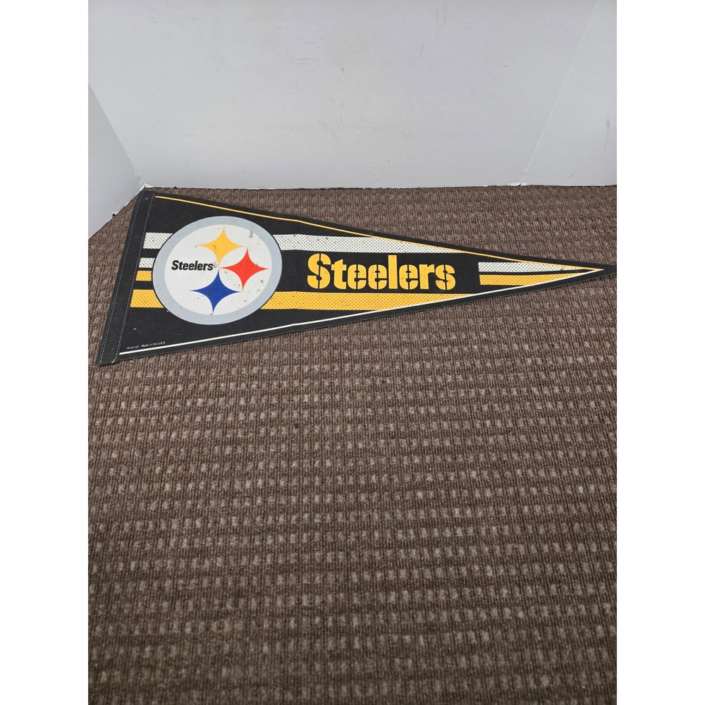 Vintage Pittsburgh Steelers Pennant WinCraft Made in USA NFL Football 30x12